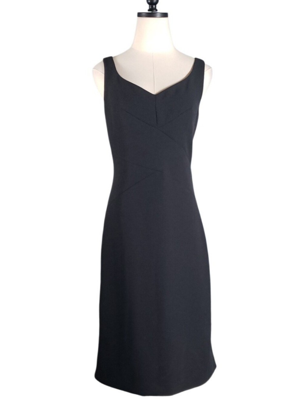 Rickie Freeman Teri Jin Little Black Dress 8 Sculpted Sheath Designer Minimalist